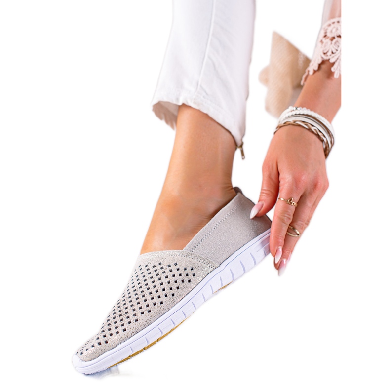 DK Openwork Leather Slipons grey