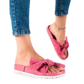 SHELOVET Fashionable slippers with a bow pink SHELOVET Fashionable slippers with a bow pink