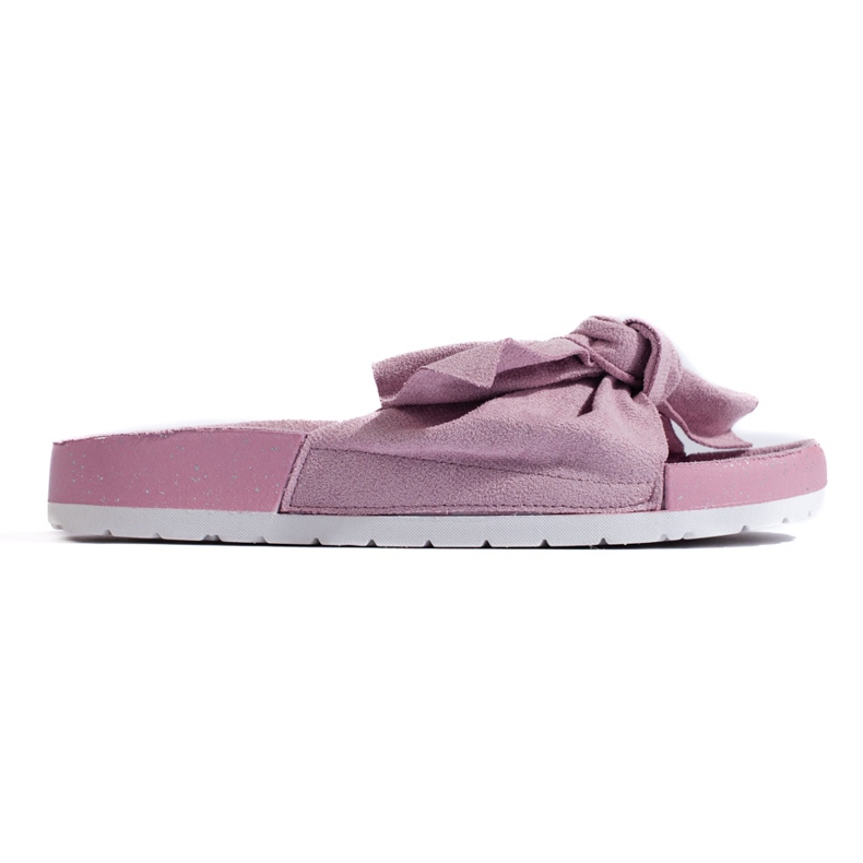 SHELOVET Fashionable slippers with a bow pink
