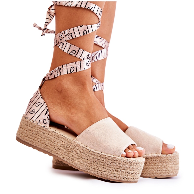FB2 Suede Wedge Sandals Beige Livia FB2 Suede Wedge Sandals Beige Livia