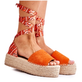 FB2 Suede Orange Wedge Sandals Livia