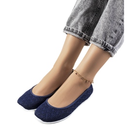 Holmen navy blue openwork ballerinas
