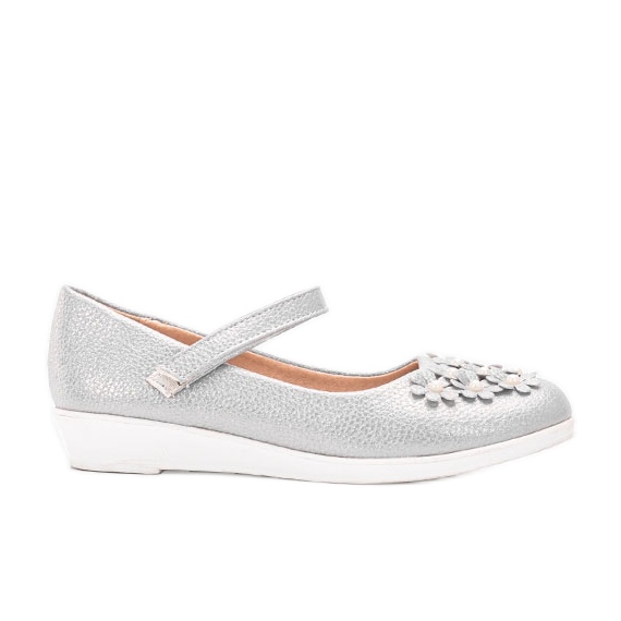 Gray shiny ballerinas for children Alaja silver