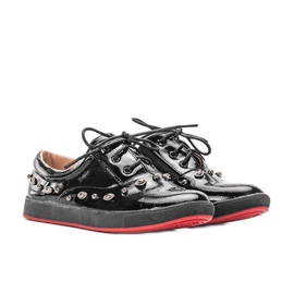 Fatna black lacquered sneakers for kids Fatna black lacquered sneakers for kids