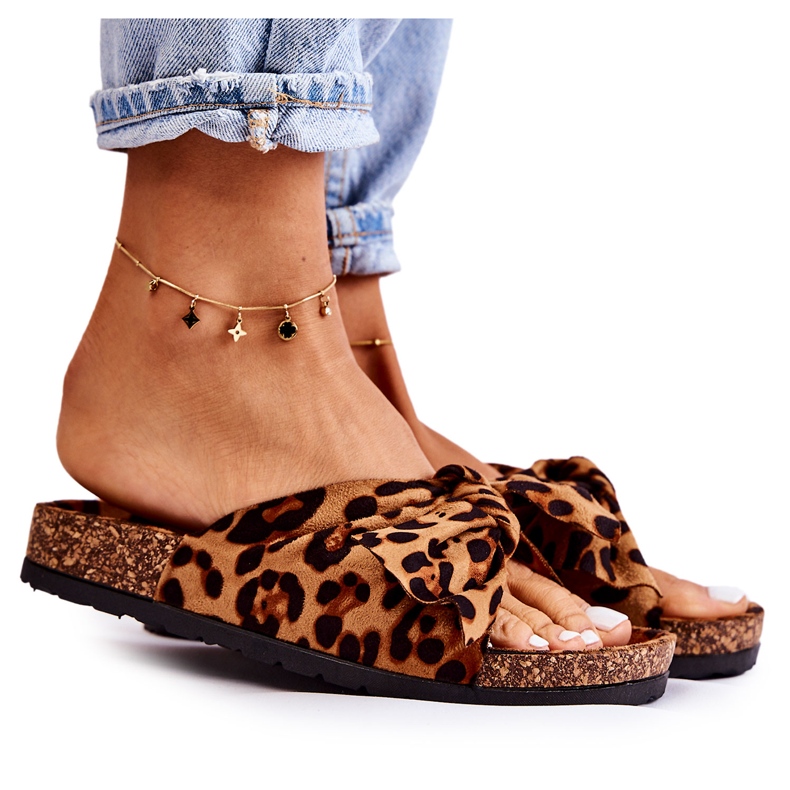 Wendy Brown and Black Cork Sole Slippers beige Wendy Brown and Black Cork Sole Slippers beige