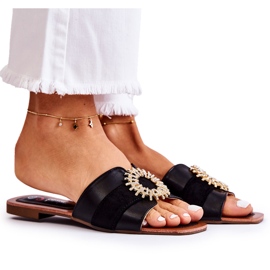 PS1 Comfortable Women's Slippers With Black Ginera Ornament