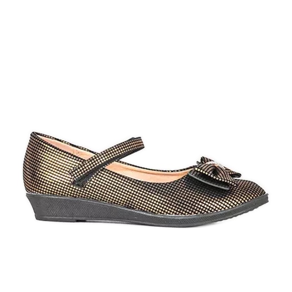 Children's golden ballerinas with a Tienne bow black