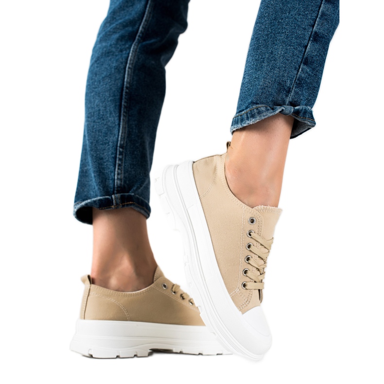 SHELOVET Beige Sneakers On The Platform