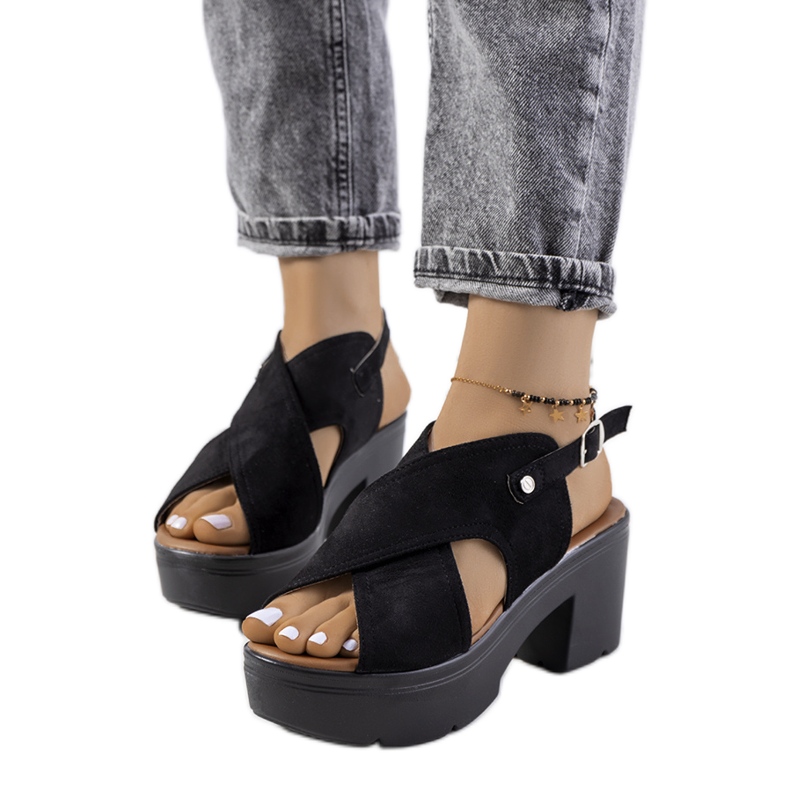 Black Frith Heeled Sandals