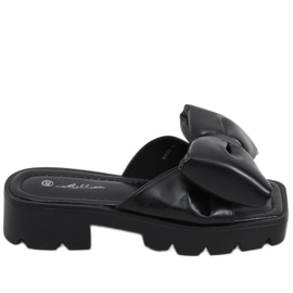 Keesha Black High Sole Slippers