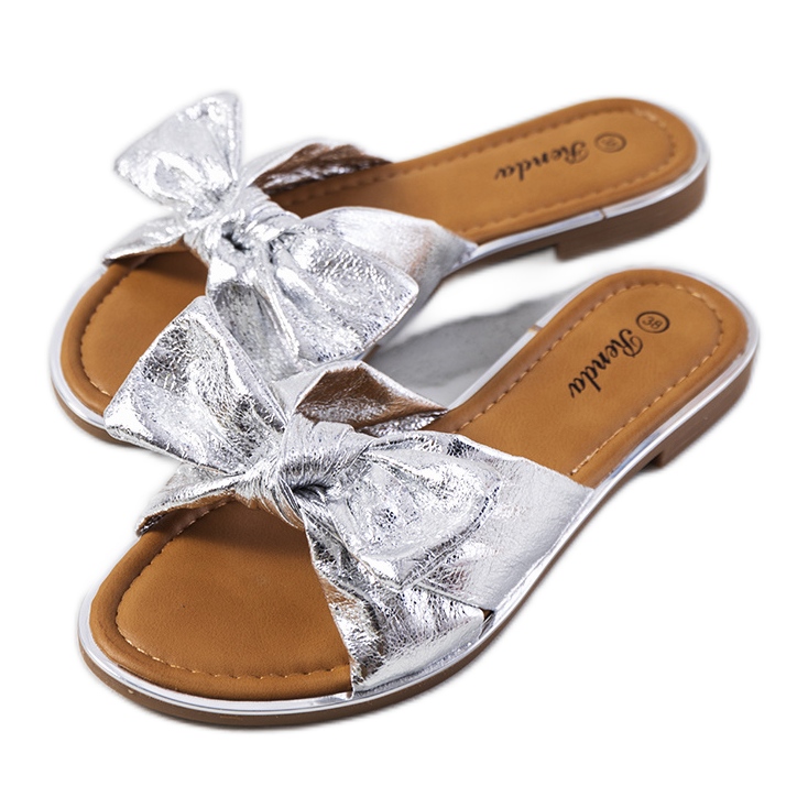 Silver slippers with a Yoho bow
