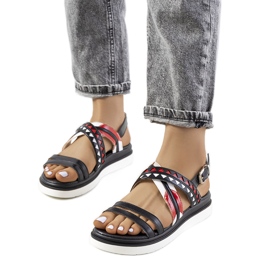 Black and red women's sandals from Doren white