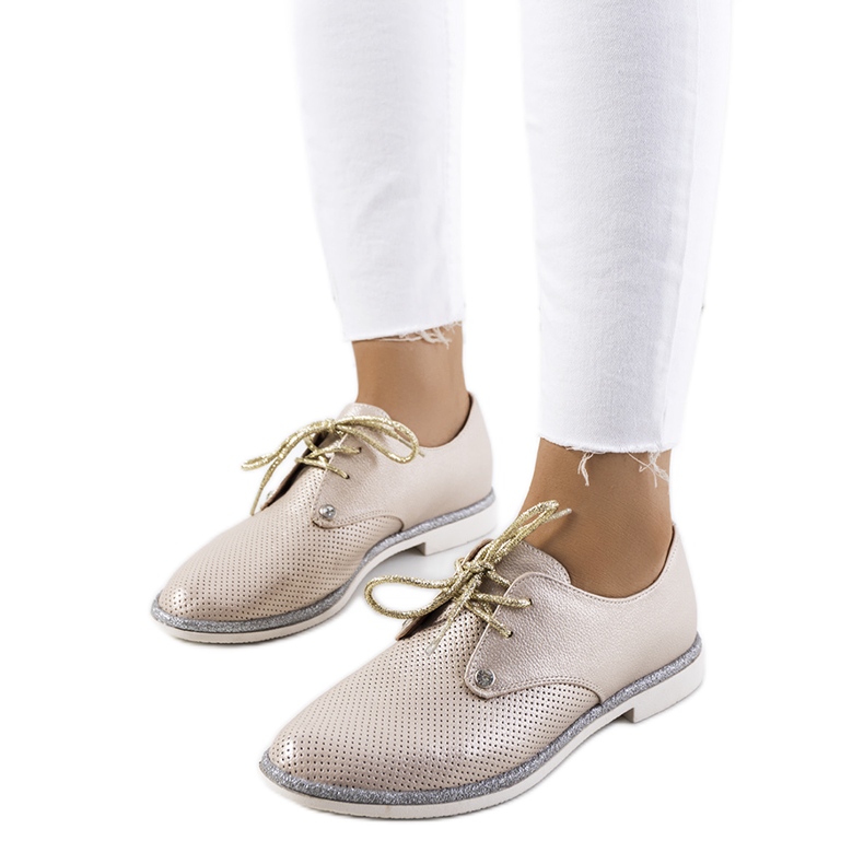 Grand Street shiny gold lace-up shoes golden Grand Street shiny gold lace-up shoes golden