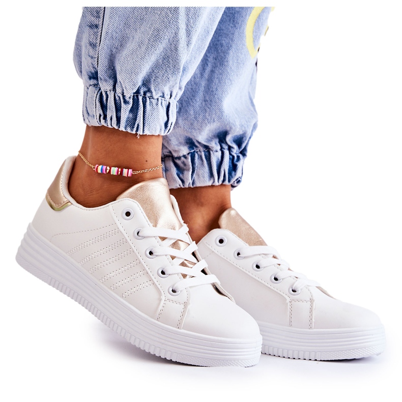 FK2 Women's white sports shoes Samanta golden