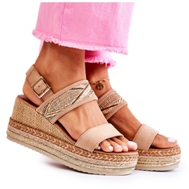 FE1 Suede Wedge Sandals Annabel Beige