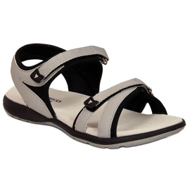 Gray Velcro sports sandals W American Club black