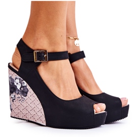 PH1 Women's Black Sandals On Wedge Nemesis