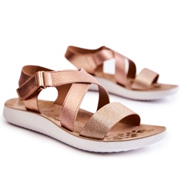 S.Barski Children's Sandals With Velcro Pink Gold Alise golden golden