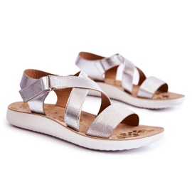 S.Barski Children's Sandals With Velcro Silver Alise