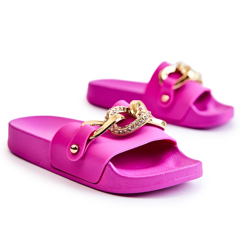 FK1 Children's Rubber Slippers With A Decorative Chain Fuchsia Suzie pink