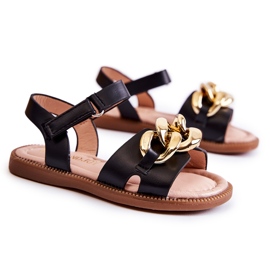 FR1 Children's Sandals With Black Layra Velcro ['black']