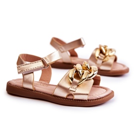 FR1 Children's Sandals With Golden Layra Velcro ['golden']