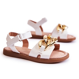 FR1 Children's Sandals With White Layra Velcro ['white']