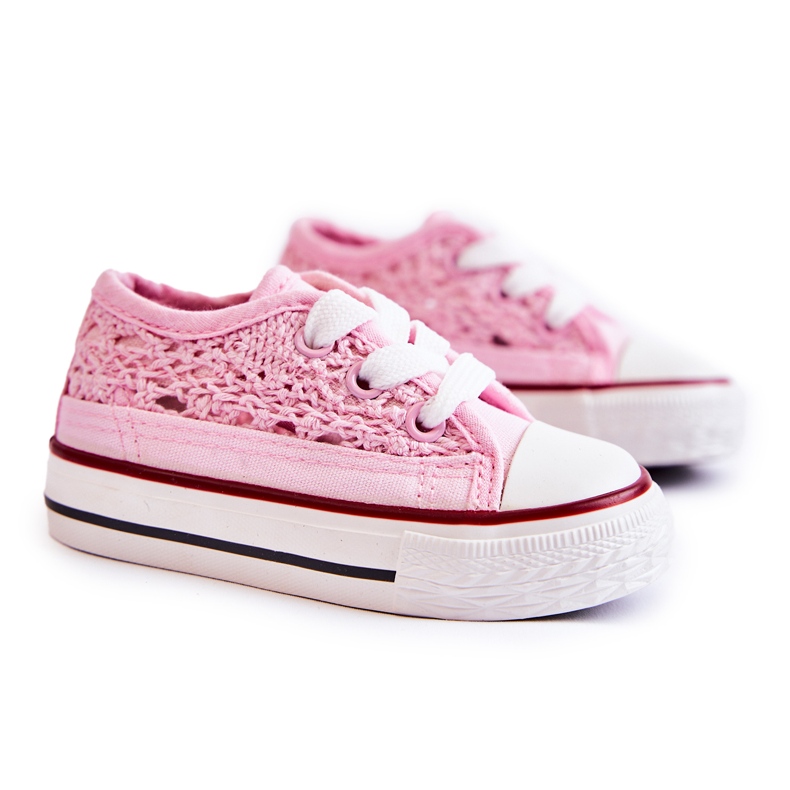 Children's Sneakers With Lace White Roly-Poly pink