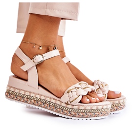 PS1 Women's Wedge Sandals Beige Chaves golden