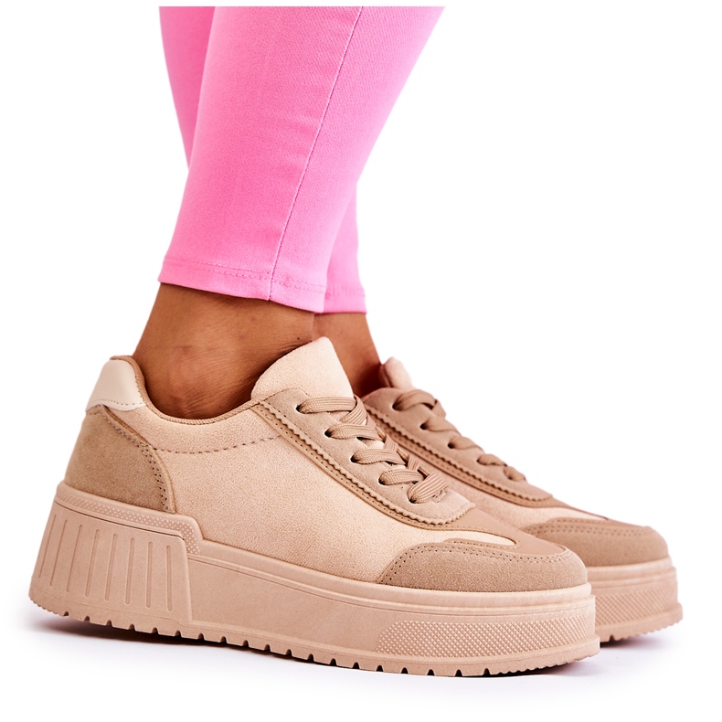 PS1 Women's Suede Sports Shoes Beige Segurro