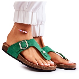 FB1 Women's Slippers With A Buckle Green Elina