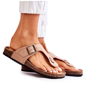 FB1 Women's Slippers With A Buckle Beige Elina