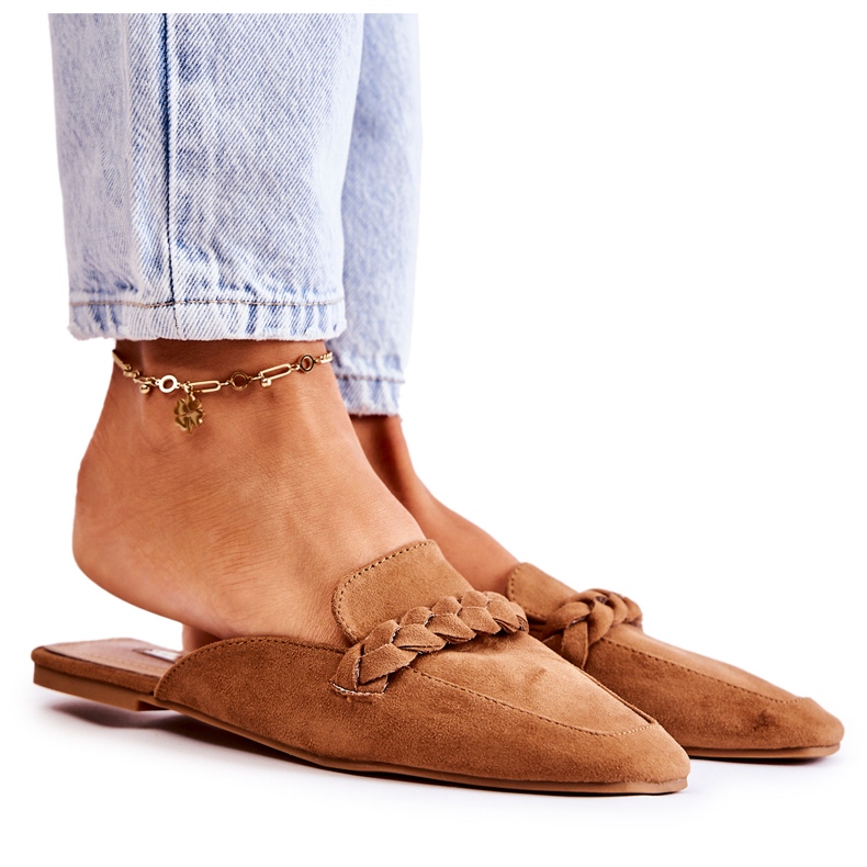 FB1 Women's Slippers Suede Beige Olena brown