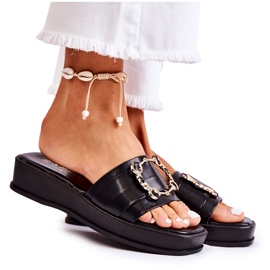 S.Barski Women's Fashionable Leather Black Slippers Adaline S.Barski Women's Fashionable Leather Black Slippers Adaline