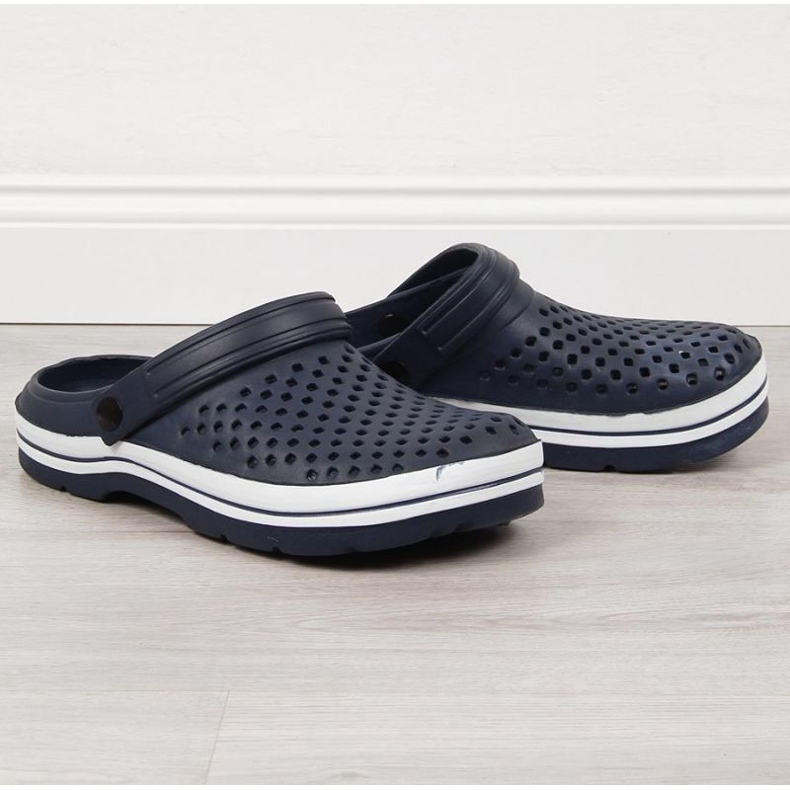 News M EVE301B navy blue openwork foam slippers