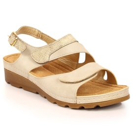 Velcro sandals on the wedge Vinceza W JAN125 beige