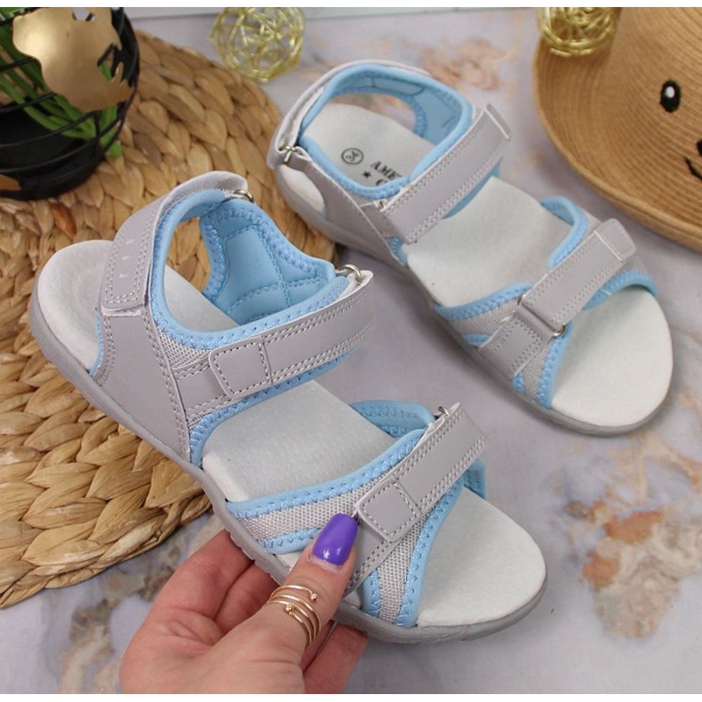 American Club Jr AM898A velcro sandals gray