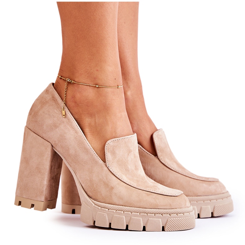 Fashionable Pumps On The Platform Lewski Shoes 3196 Beige
