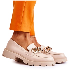 FB1 Leather Loafers Chain Light beige Amicable