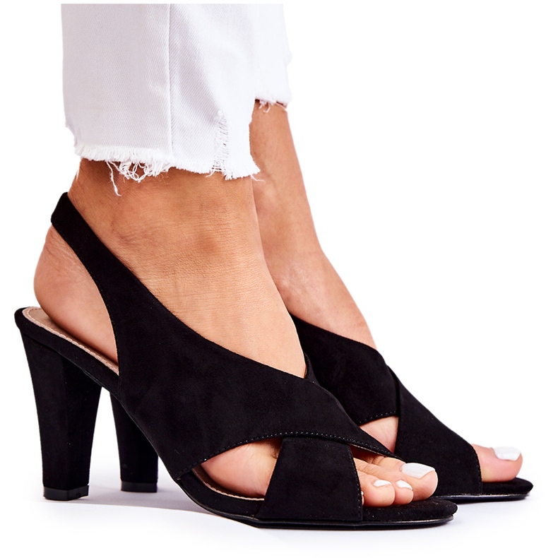 S.Barski Fashionable Black Therala Suede Sandals