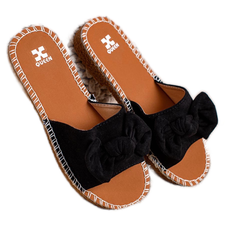 SHELOVET Slippers with a bow black