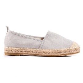 SHELOVET Gray espadrilles with glitter grey