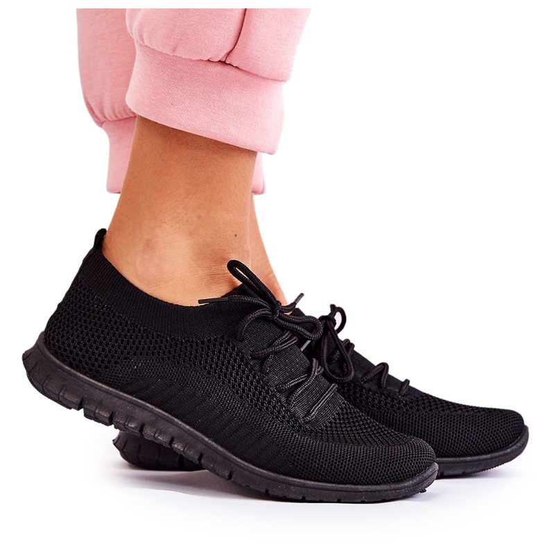FM1 Women's Black Sequro Slip On Sports Shoes