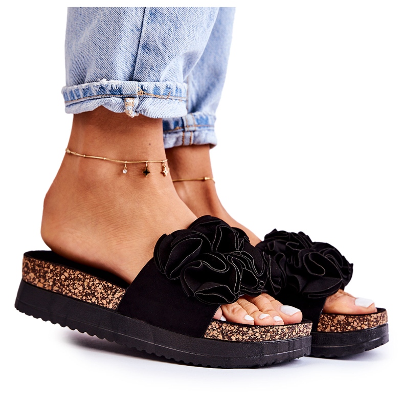 PS1 Women's Suede Slippers With Black Nemis Ornament