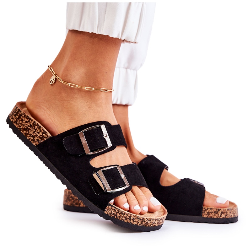 FB1 Women's Black Slip-On Slippers Misandei FB1 Women's Black Slip-On Slippers Misandei