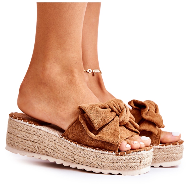 PG2 Women's Slippers On A Wedge With A Bow, Tayla Brown