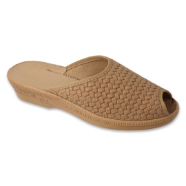 Befado women's pu 581D200 slippers, beige, herringbone pattern