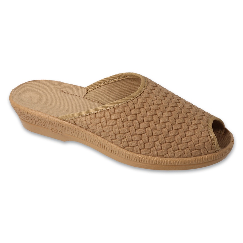 Befado women's pu 581D200 slippers, beige, herringbone pattern