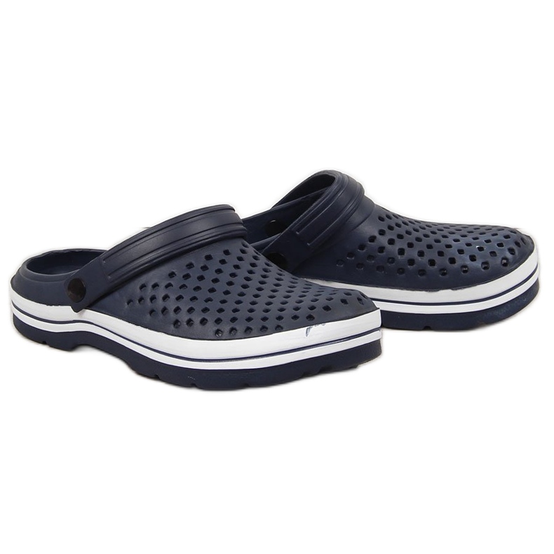 Men's navy blue foam openwork slippers NEWS