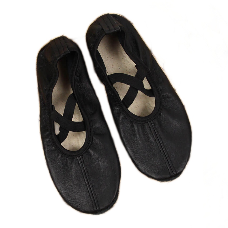 Women's leather ballet shoes with black elastic bands Nazo